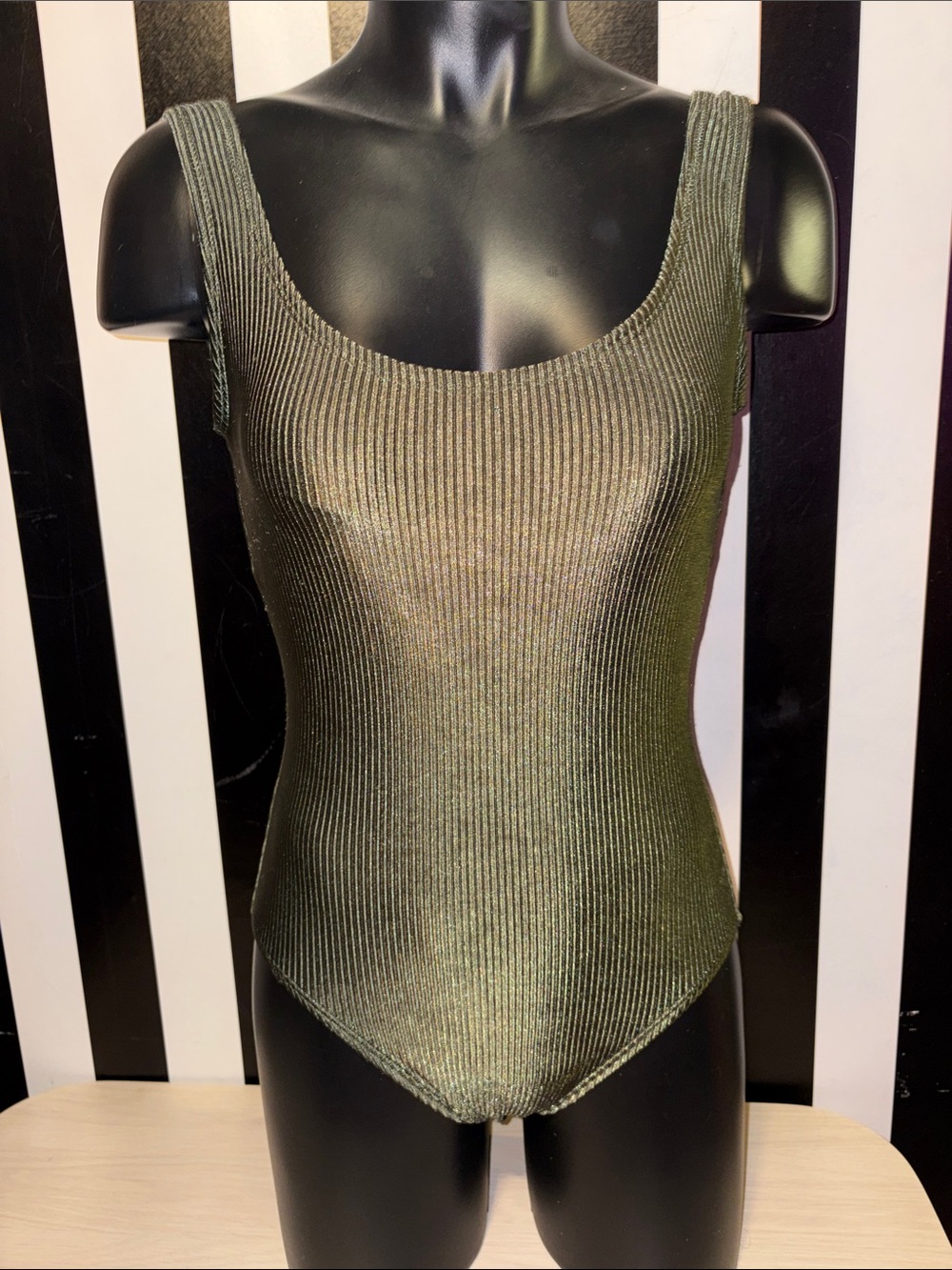 Catalina Olive Green Ribbed One-Piece Swimsuit